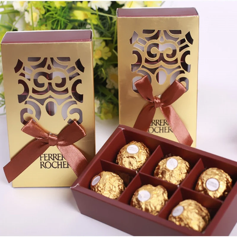 50-stks-Trouwbedankjes-gold-kleur-chocolade-verpakking-6-gat-Baby-Douche-Papier-Snoep-Geschenken-Box-Ferrero
