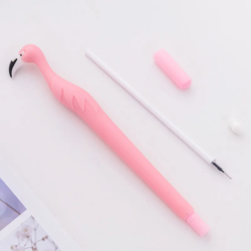 2-pieces-lot-Cute-Flamingo-Gel-Pen-Cartoon-Student-Kawaii-Pens-Black-Ink (3)