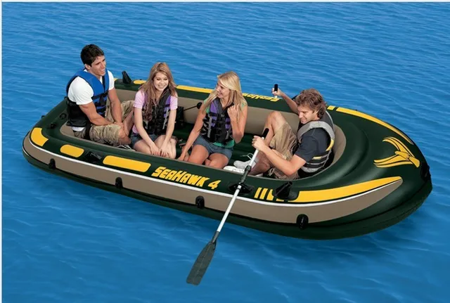 Cheap Intex Seahawk 4 person fishing inflatable boat inflatable kayak  351*145*48cm, included a pair of oars