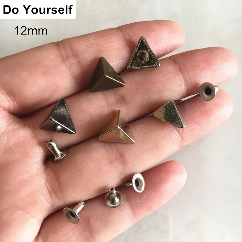 

100 Set Trilateral Rapid Rivet Stud,12mm Silver / Gold / Black / Bronze,Decoration Findings For Leather Crafts - Free Shipping