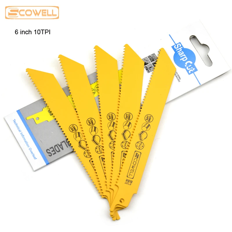 

30% OFF! 6 inch Bi-metal Reciprocating Saw Blade 10TPI Fit For Bosch,Dewalt,Black&Decker,Milwaukee Machine Sabre Saw Blades