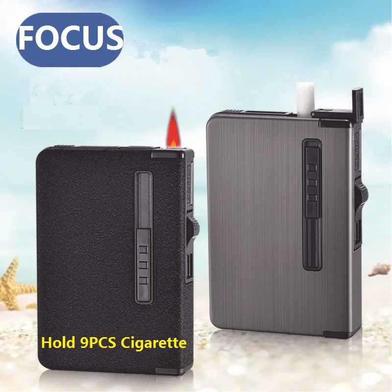 Cigarette Case Holder with Butane Gas Lighter Refillable Gas Torch