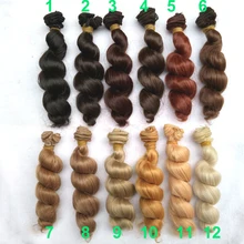 1pcs 15cm x 100cm brown flaxen coffee black brown natural color high temperature curly doll wig hair for 1/3 1/4 1/6 BJD diy