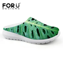 FORUDESIGNS/мужские повседневные сандалии из сетчатой ткани; мужские шлепанцы; дышащие Лоферы без застежки с 3D-принтом зеленых растений; мужская пляжная водонепроницаемая обувь