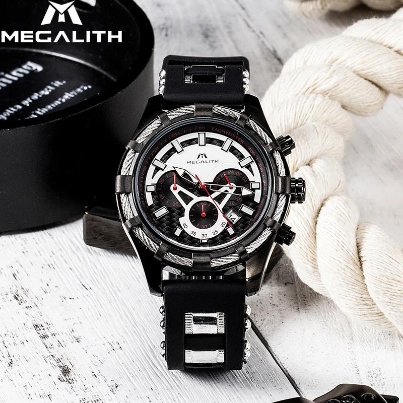 

MEGALITH Luxury Top Brand Sport Quartz Watches Men Luminous Disply Waterproof Watch Date Wristwatches Male Clock