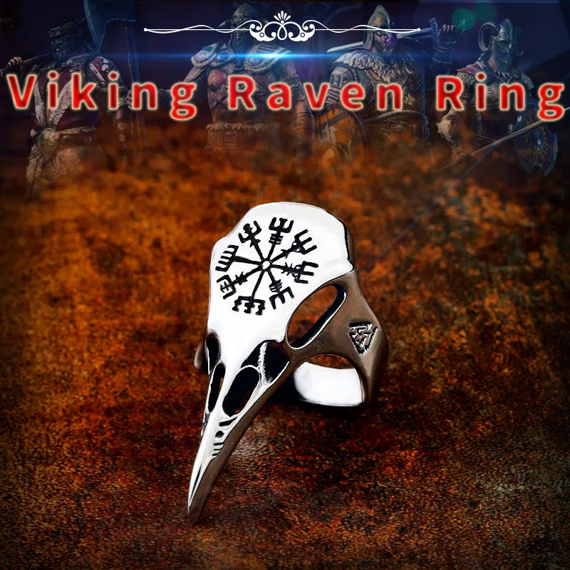 BEIER stainless steel character geometry Viking raven head ring for man`s gift Punk rock Jewelry boy`s gift BR8-582