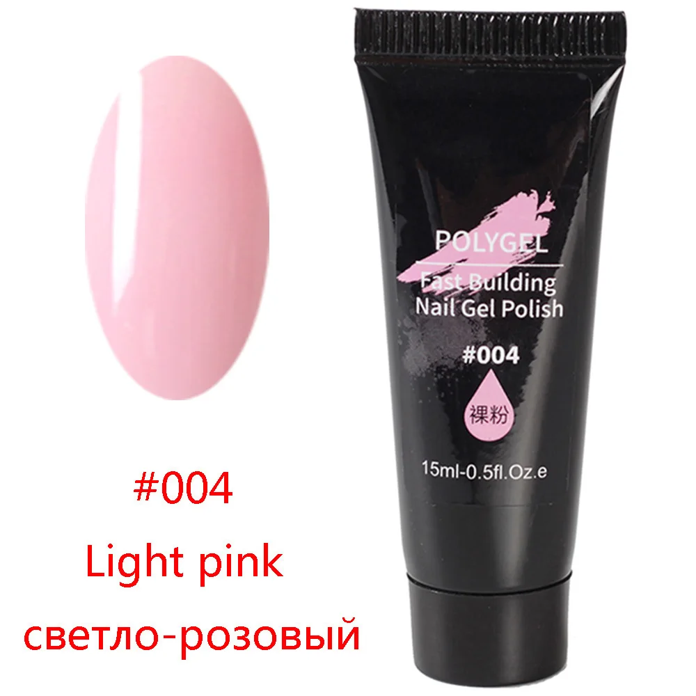 15 мл полигель для ногтей, акриловый полигель, 9 цветов, Кристальный УФ светодиодный гель для наращивания ногтей - Цвет: 004-Light Pink