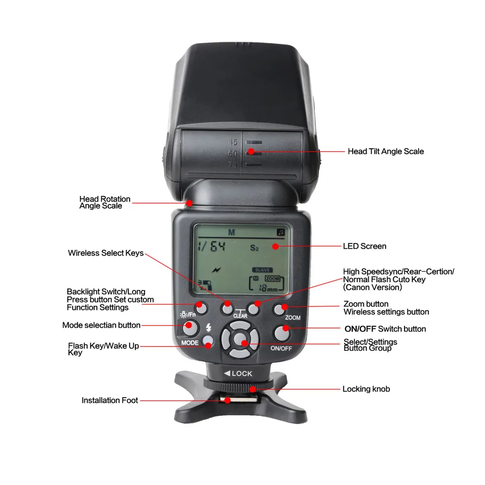 2015 new Zomei ZM860T вспышка корзины время 2.9 s GN 56 света вспышки speedlite для Nikon камеры