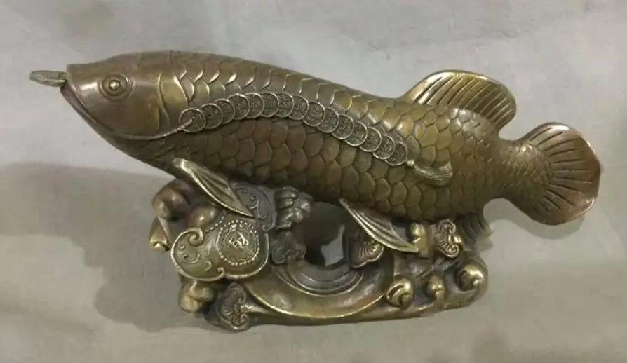 Ymy Home Decor Fish Sculpture Metal Copper Statue Statues