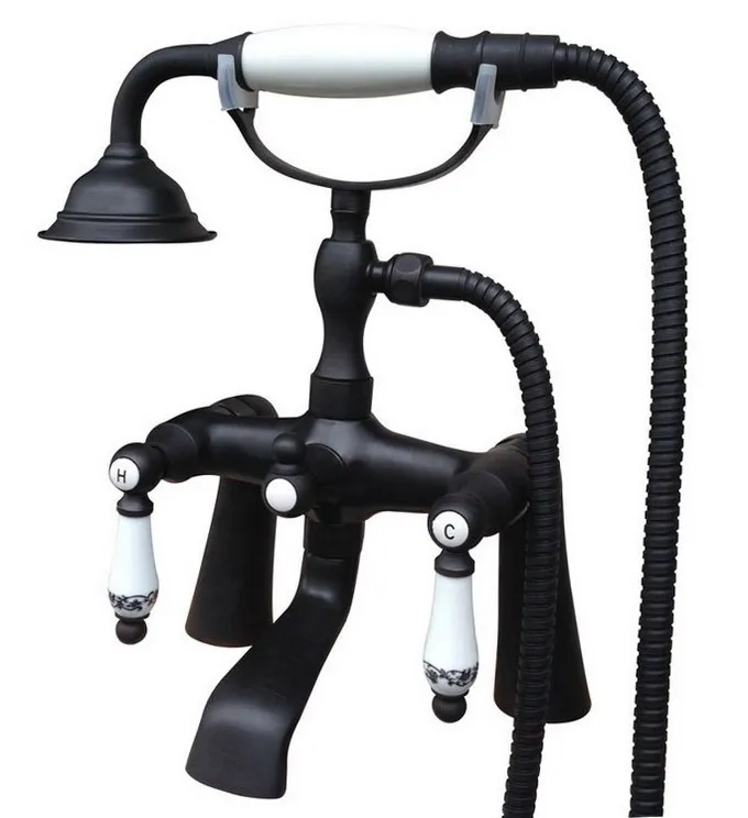 Bathroom Black Oil Rubbed Bronze Clawfoot Tub Faucet Mixer Tap W