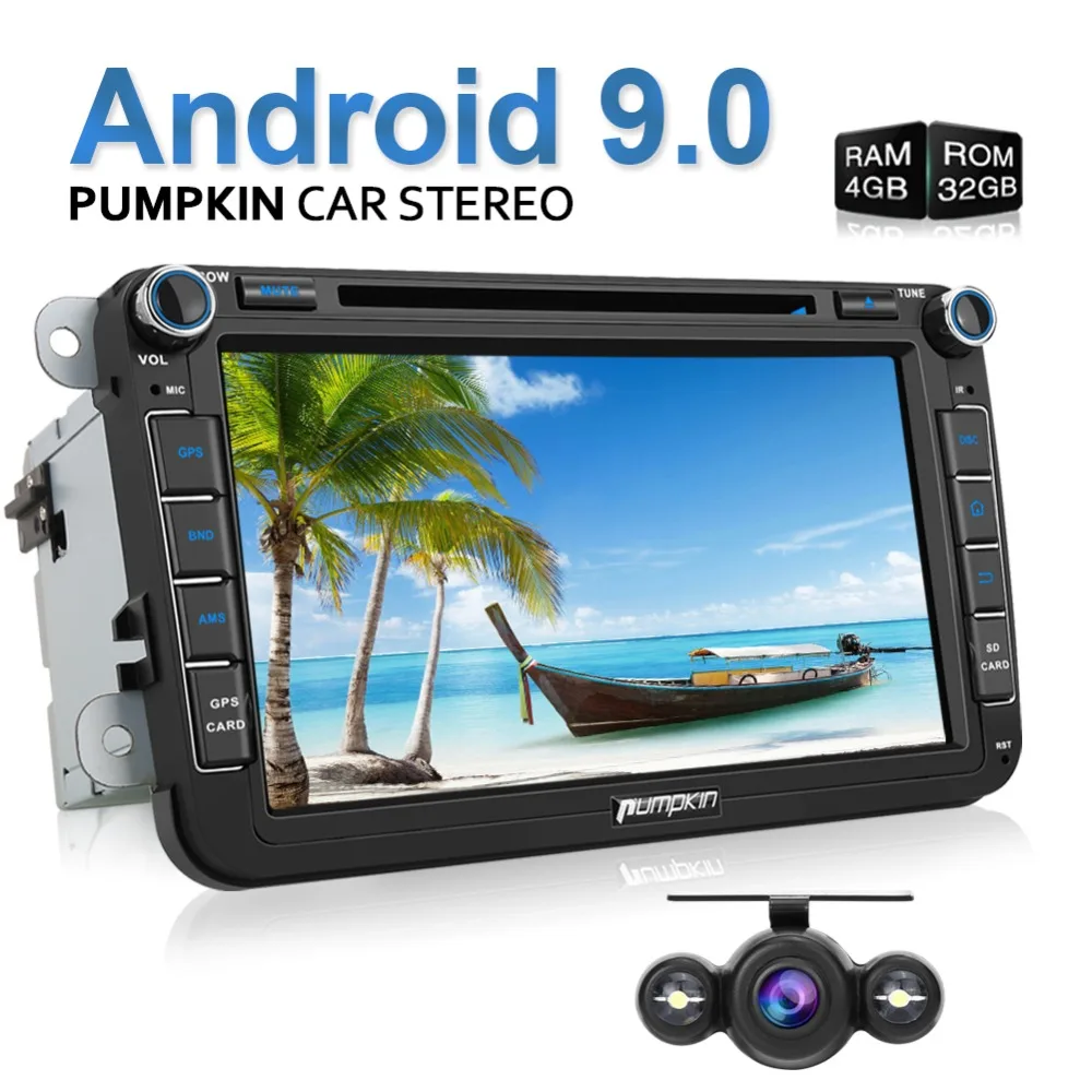 Best Pumpkin 2 Din 8"Android 9.0 GPS Autoradio Stereo Car Multimedia Player For Volkswagen/Golf/Skoda 4GB RAM 32GB ROM Wifi OBD2 DAB 0