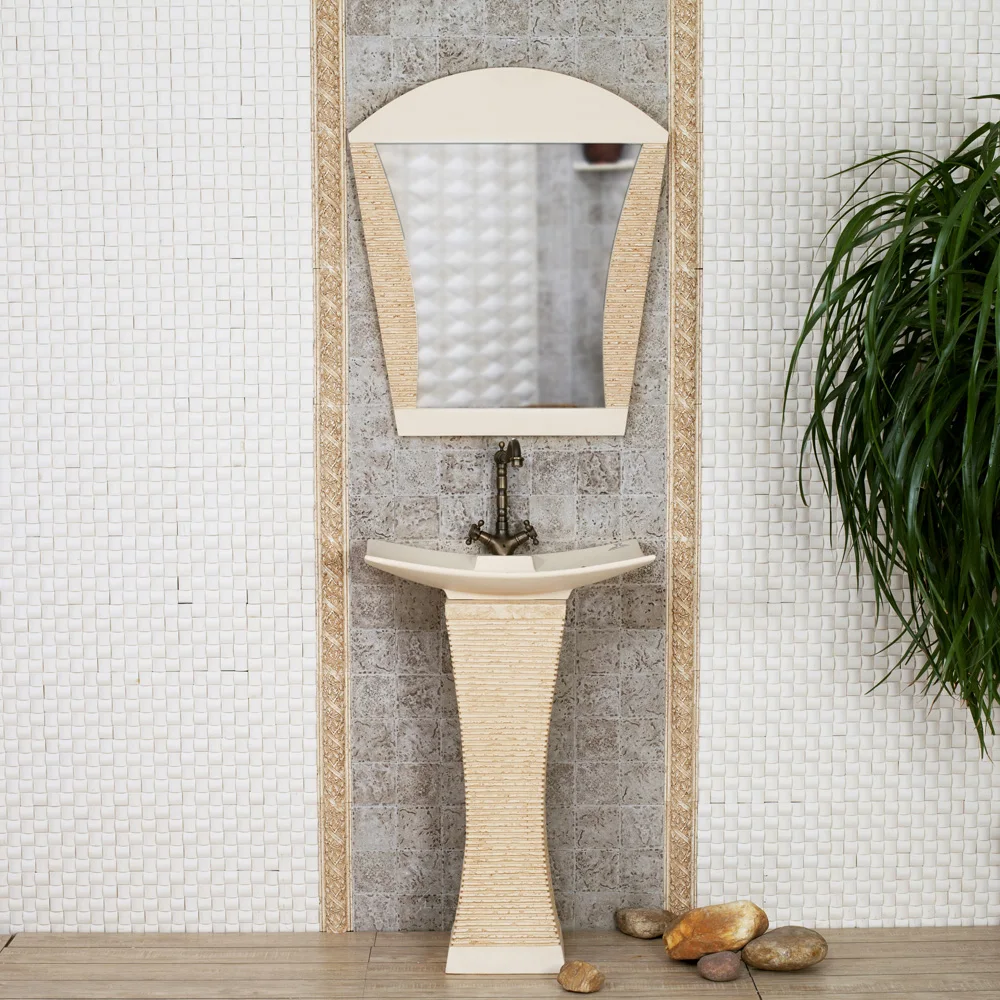 Luxury man-made stone carving frames. European art of the basin that wash a face. Mercury mirrors that defend bath