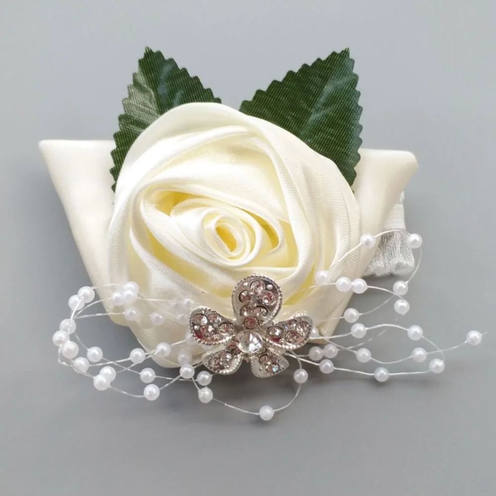 

6piece/lot Wedding decoration mariage rose Wrist Corsages Hand Flower silk Lace Artificial Brides Bridesmaid boutonniere 0677Y