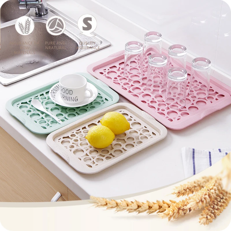 

Creative double plastic water cup drain tray household rectangular fruit plate living room cup cup tray tray WF3091501