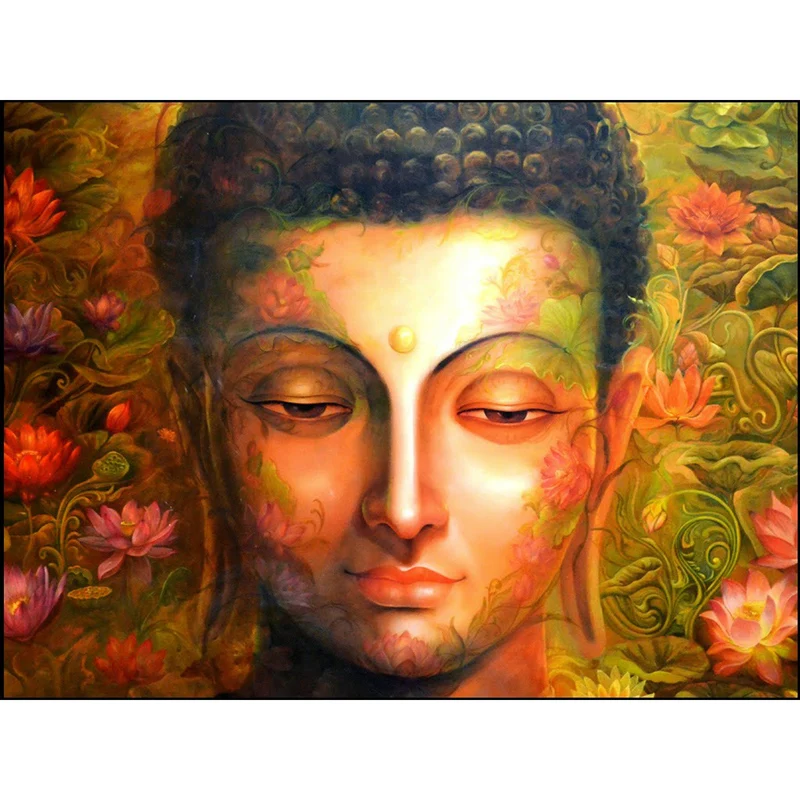 Buddha Flower 5D DIY Diamond Painting Full Square Mosaic Rhinestone 3D Cross Stitch Embroidery Needleworks Stickers | Дом и сад