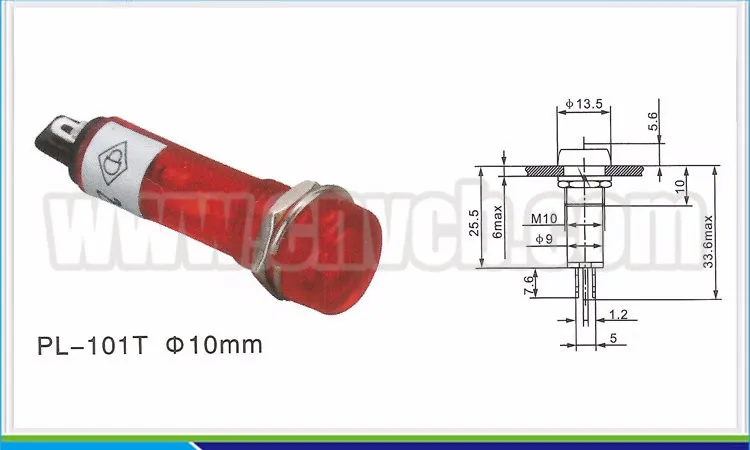 ZS37 10 мм Диаметр Красный indaicator свет