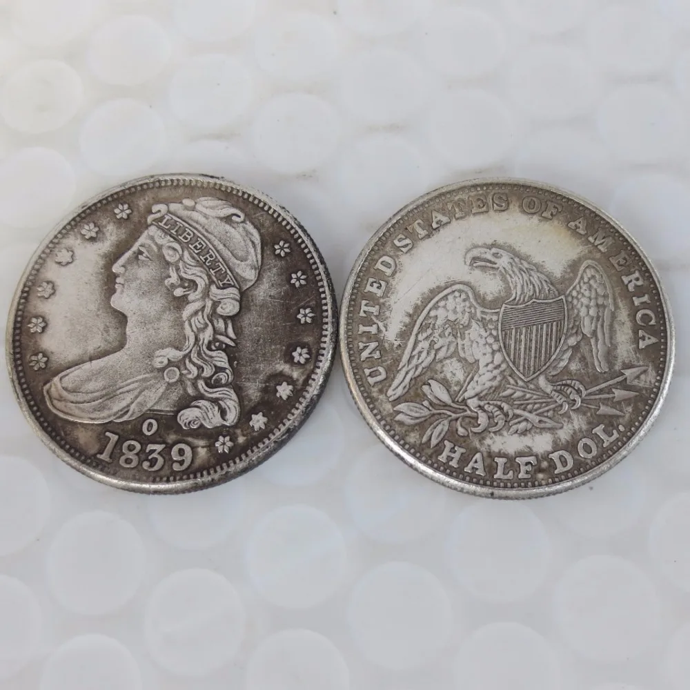 1839 o CAPPED BUST HALF DOLLAR High Qualityin Noncurrency Coins from
