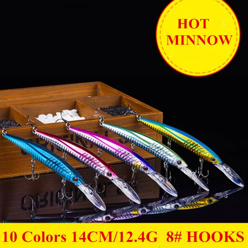  Fishing lure Pike Bait Minnow Jerkbait Deep Swim Wobblers Crankbait 14CM 12.4G Metal Fishing Lure S