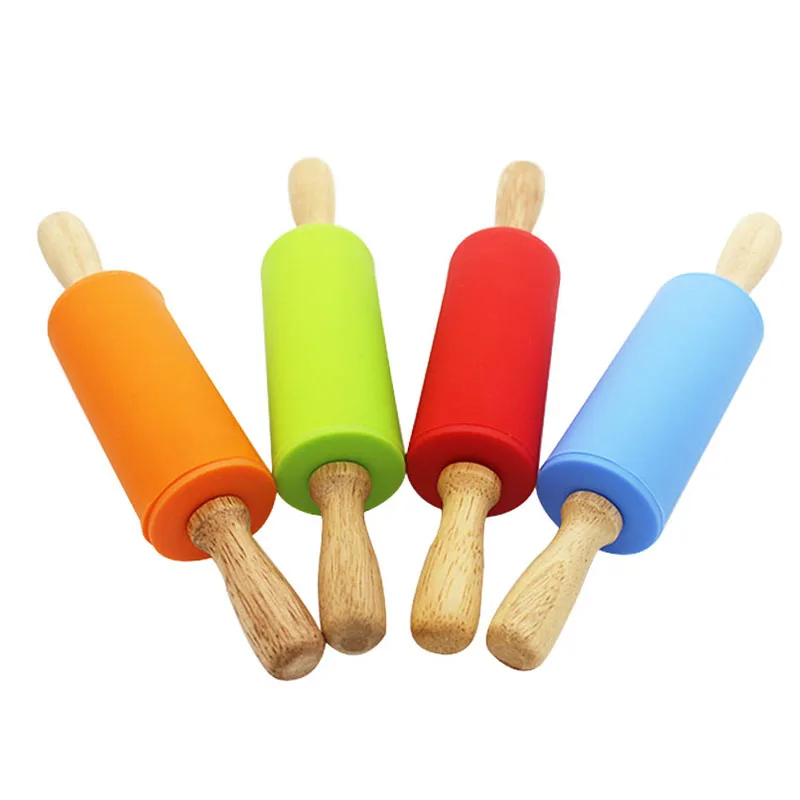 Hot Selling Wooden Handle Silicone Rolling Pin Cake Dough Roller Decorating Cake Roller Home