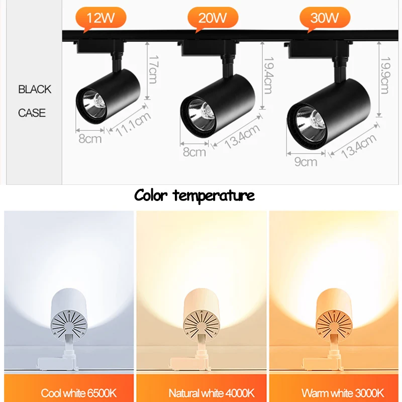 12 W 20 W 30 W COB LED أضواء المسارات بقعة ضوء السقف شنت السكك الحديدية مصباح الطرق الزخرفية أضواء Led أضواء المسارات جي لمتجر