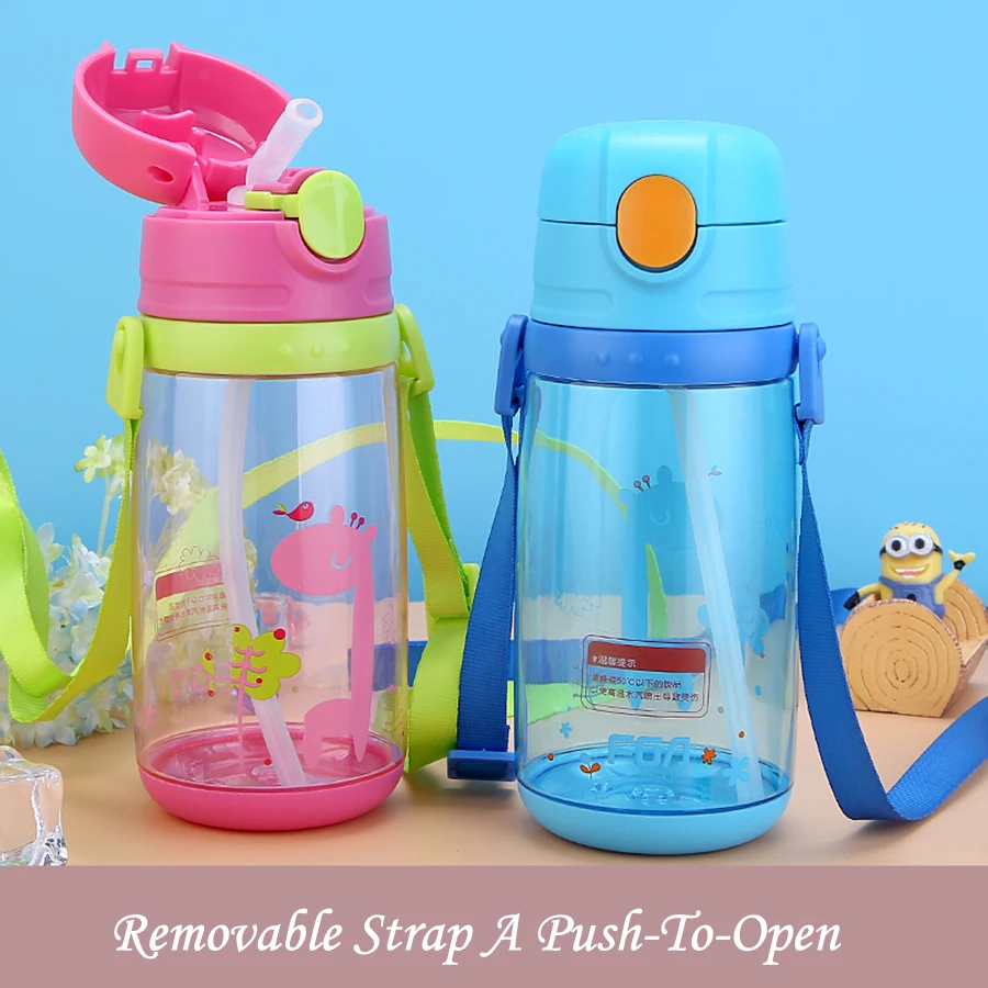Straw Drinking Bottle For Kids Children Cute Space Plastic Water Bottle