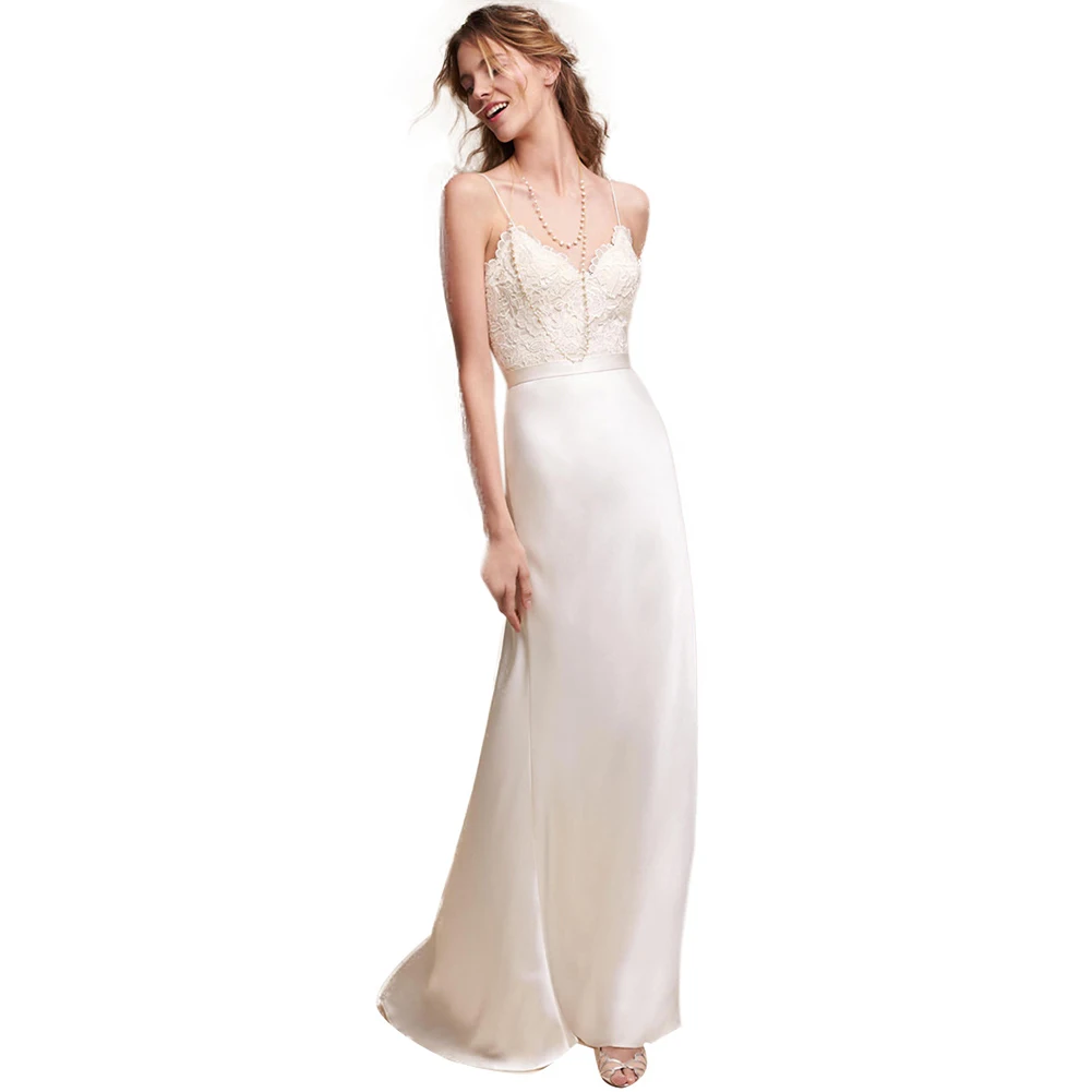 Летнее кружевное длинное однотонное платье на бретельках для путешествий, элегантное тонкое банкетное Свадебное женское платье с бретельками на шее, белое