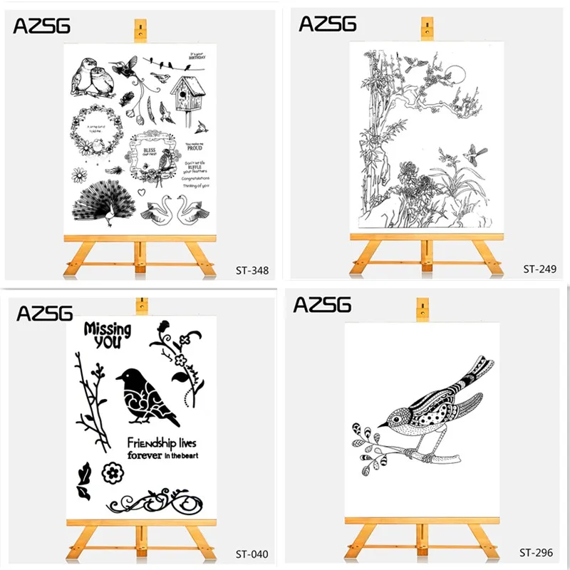 

AZSG Flying Bird Stamps for Scrapbooking Transparent Silicone Rubber Seal DIY Photo Album Decorative Card Chapter 11*16cm