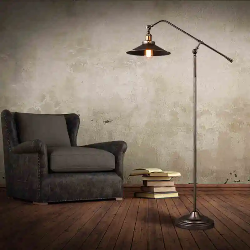 American Countryside Vintage Loft Style Personality Long Arm Floor Lamp