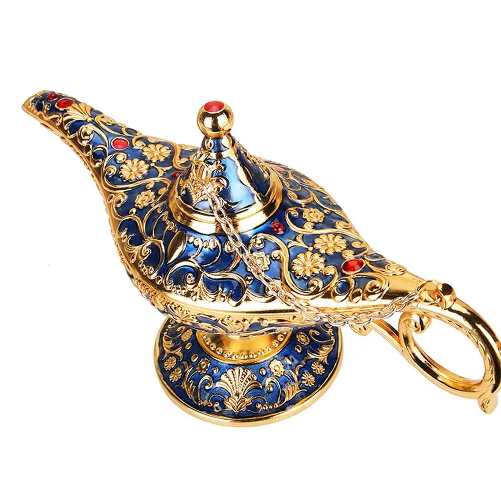 

Aladdin Magic Lamp Tin Retro European Art Crafts Zinc Alloy Exquisite Craft Ornament Home Furnishings Decorations Wishing Lamp
