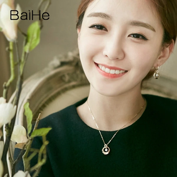 BAIHE Solid 18 К желтый и розовое золото 0.34ct Сертифицированный круглый из натуральной бриллиантами Для женщин Обручение Fine Jewelry колье