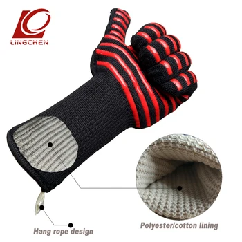 

Aramid oven mittens popular red-blue stripe silicone Barbecue gloves for Outdoor Camping Kitchen COOKING mitts