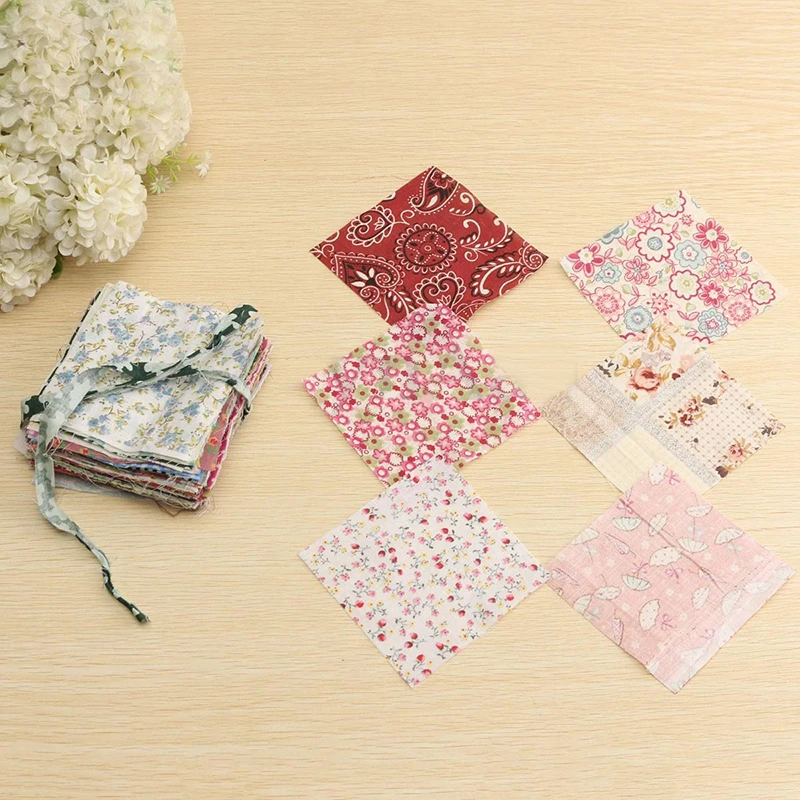 DIY 100pcs Square Floral Cotton Material Sewing Craft Patchwork Cloth 10cm*10cm