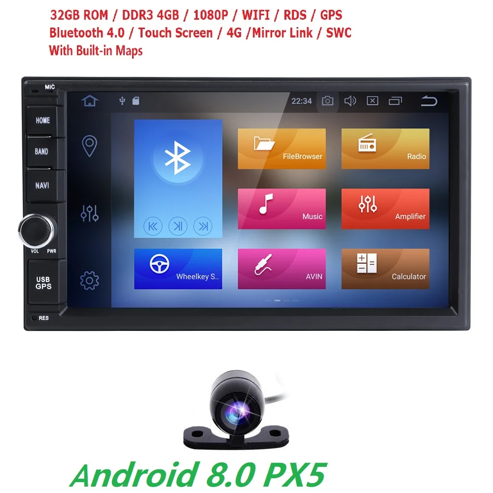 

OctaCore 4+32G android 8.0 2din universal Car Radio No-DVD GPS Navigation player In dash Car PC Stereo video 4G SWC DVR RDS DVBT