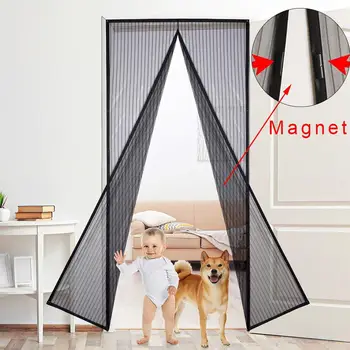 

Summer Mesh Net Anti Mosquito Insect Fly Bug Curtain Automatic Closing Door Screen Kitchen Curtain Black Drop Shipping