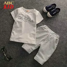Summer Baby Boys Clothing Sets Casual Shirt + Stripes Short Pants Soft Tracksuit Roupas Infantis Sport suits KD238