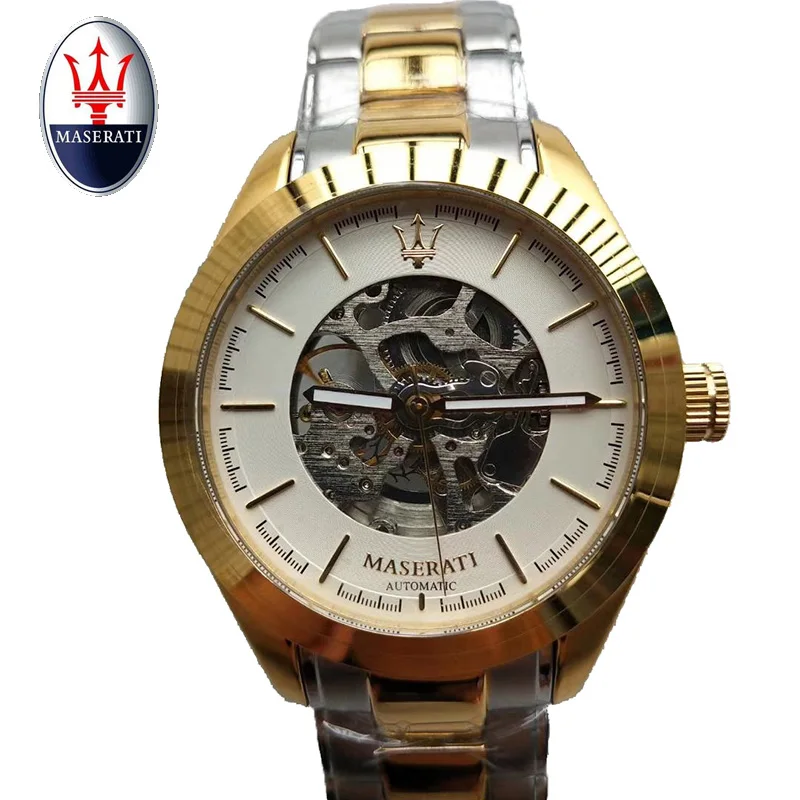 

Maserati multi-function men's mechanical watch waterproof sports watch casual men's watch black leather / stainless steel strap