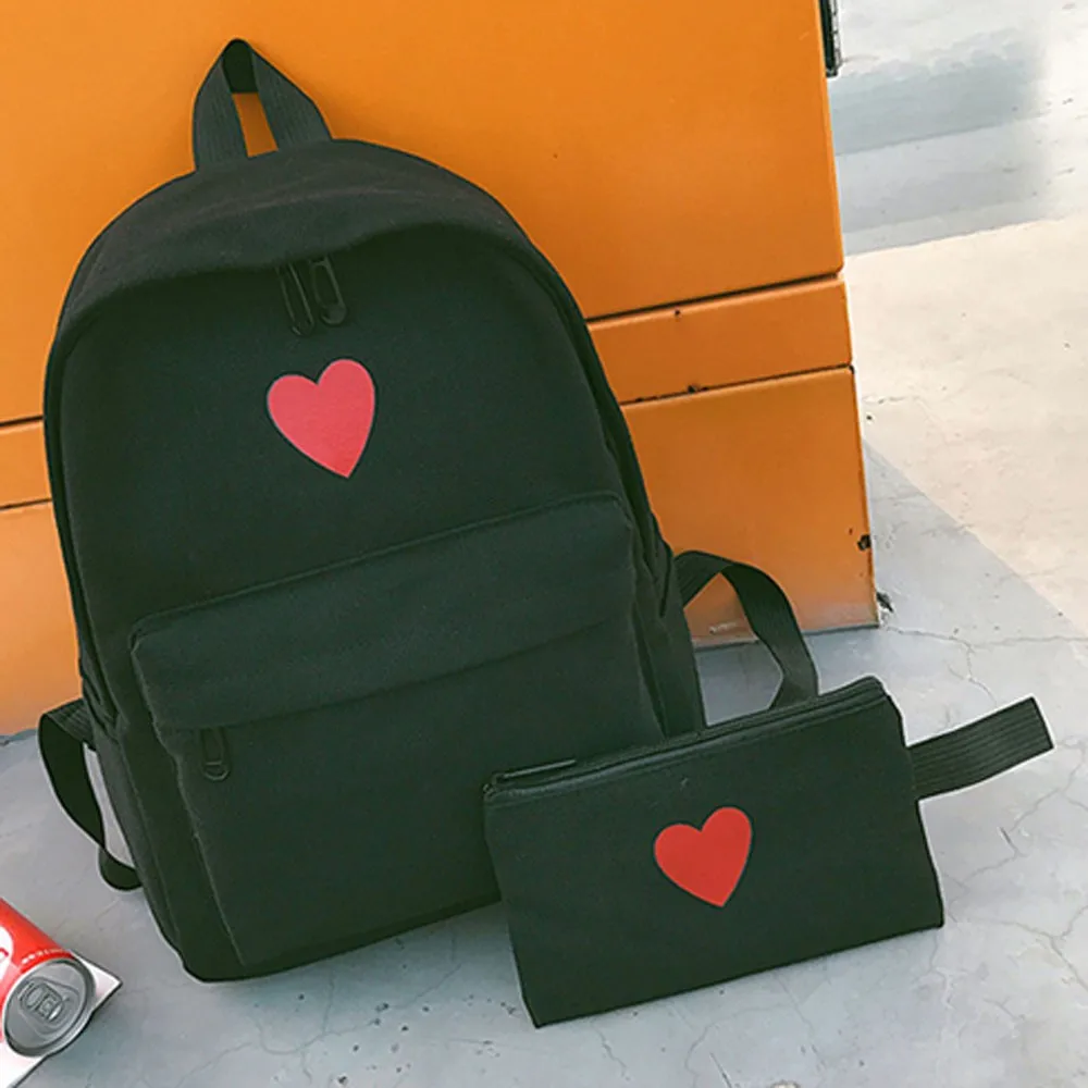 

2PC Women Bag Unisex 2019 Fashion Canvas Backpack Large Capacity Travel Backpack Girls Korean Style Women mujer bolsas feminina