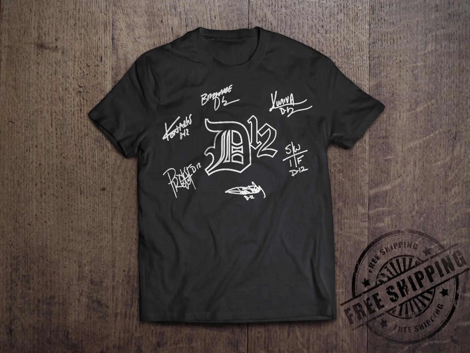 D 12 логотип Футболка Винтаж в стиле хип хоп рэп футболка Эминем D12 Slim Shady Revival 1 100%