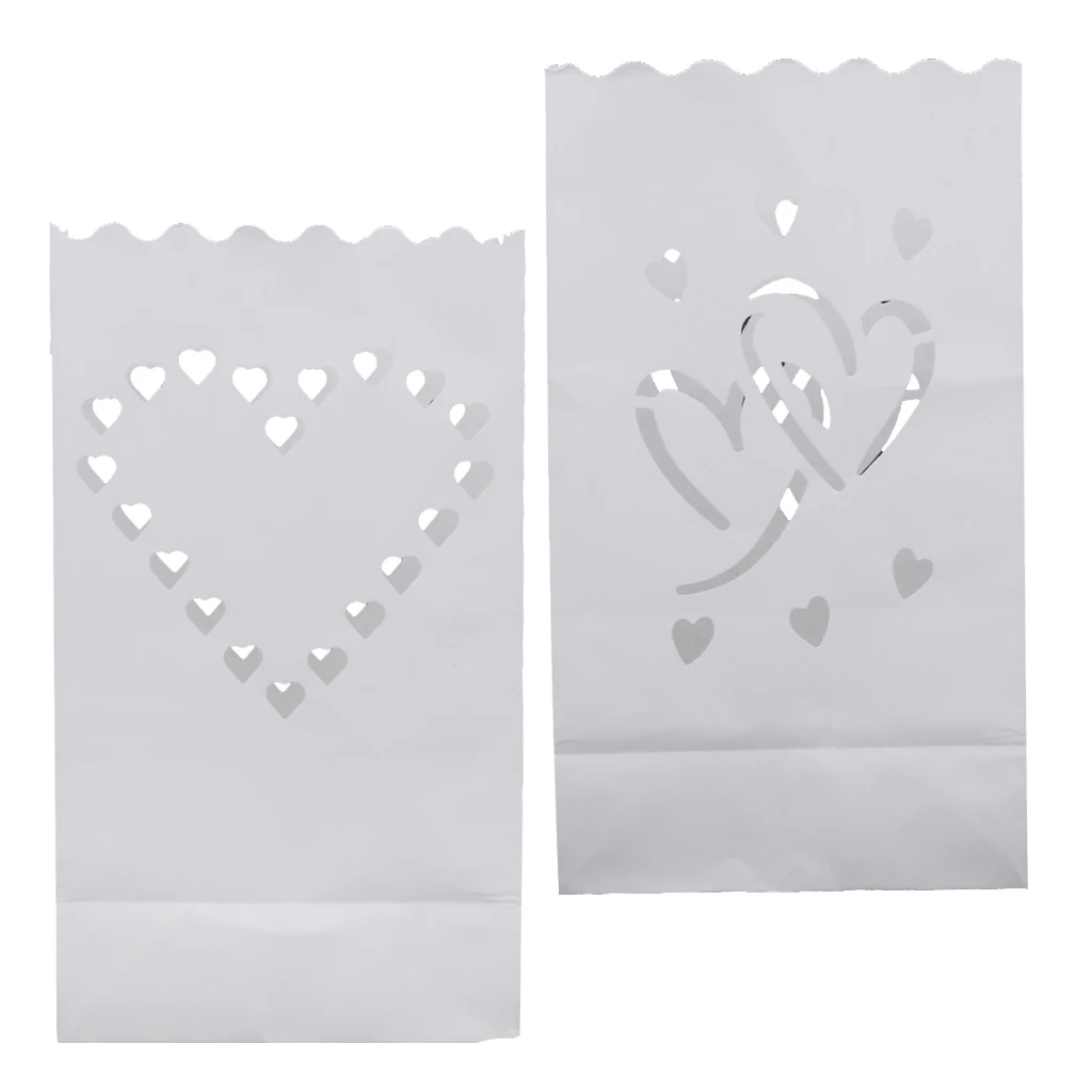 20 Pieces Heart Luminary Candle Lantern Bag Light Paper for Wedding Celebration