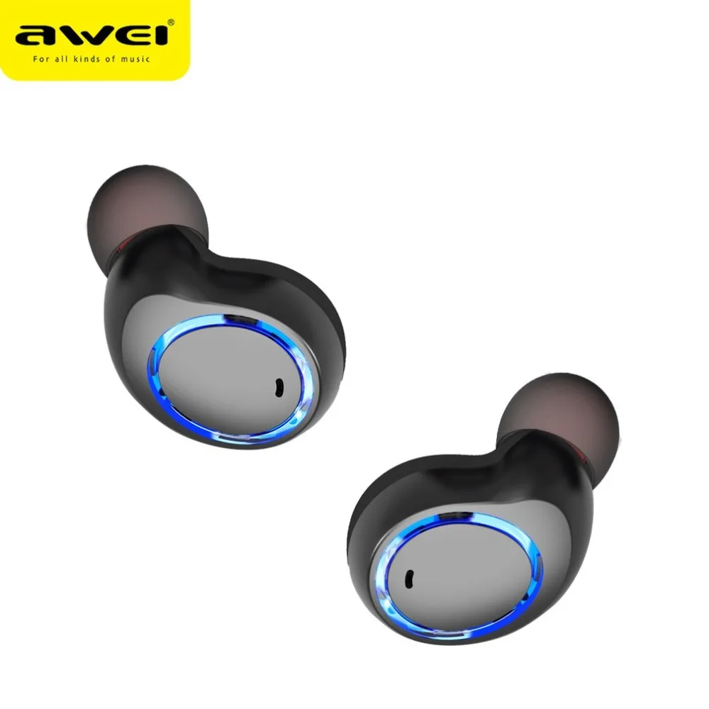 

AWEI T3 Wireless Earphone Bluetooth Headset TWS Double Ears with Charging Box Mini Bluetooth Earplug Waterproof Black