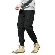 Хлопковые Мужские штаны-шаровары для бега s, мужские военные брюки-карго, свободные штаны в стиле хип-хоп с эластичной талией, мужские брюки для бега M-5xl