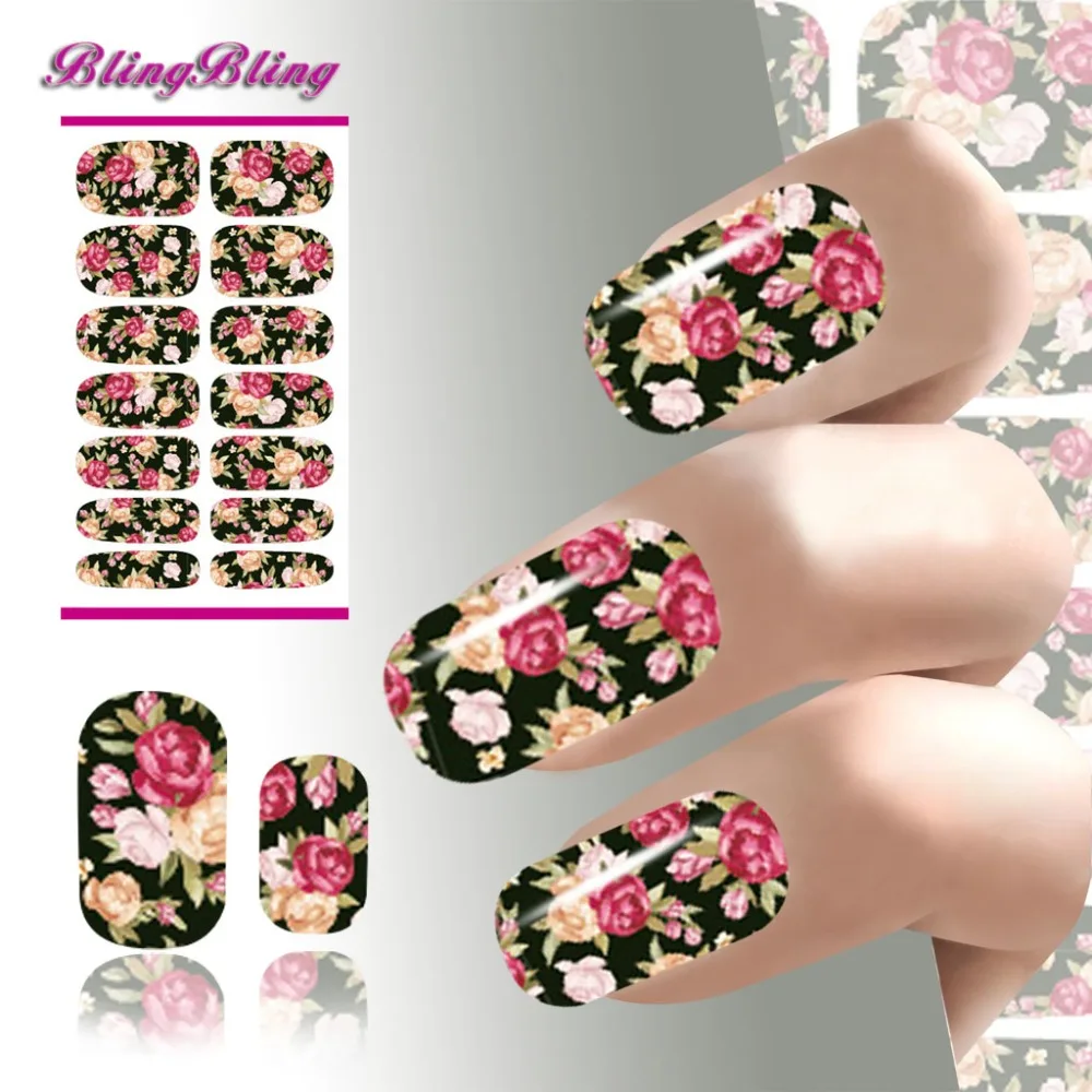 2PCS Nail Sticker FLower Designs Water Transfer Nails Art Sticker Nail