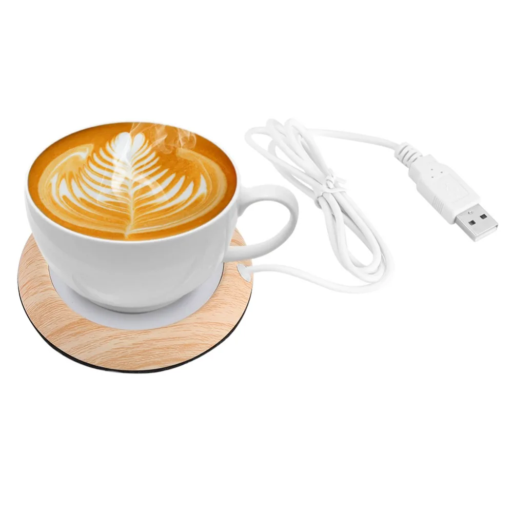 

Protable USB Wood Grain Cup Warmer Heat Beverage Mug Mat Keep Drink Warm Heater Mugs Coaster