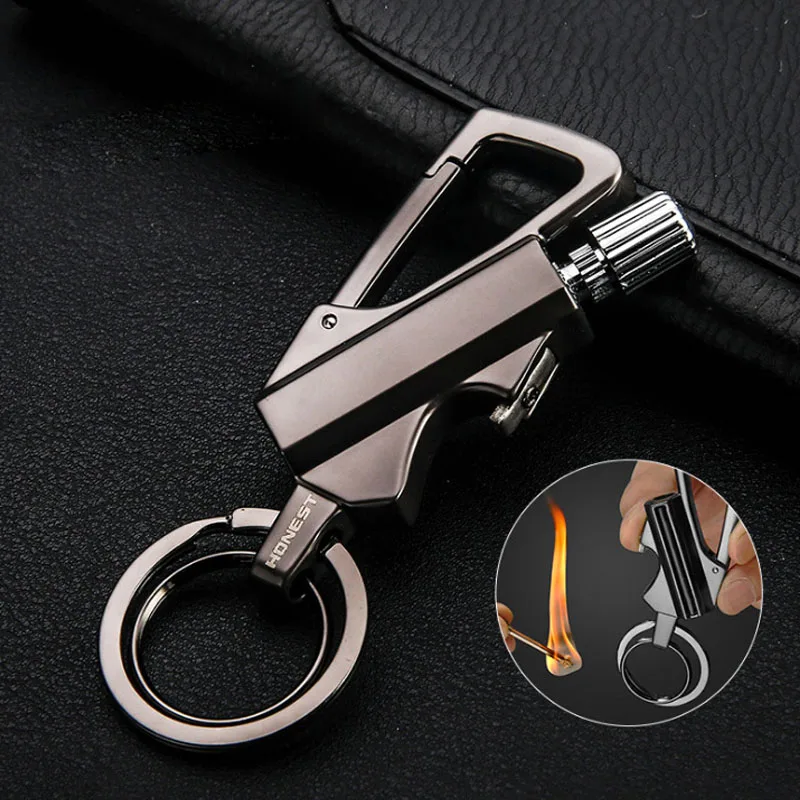 

Creative Key Chain Lighter Men Kerosene Oil Lighter Flame Stainless Steel Lighter Torch Million Matches Key pendant