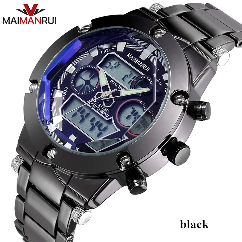 

MAIMANRUI Men Luxury 50M Waterproof Business Multifunction Sports Military LED Quartz Watch Digital Date Display Alarm 8819