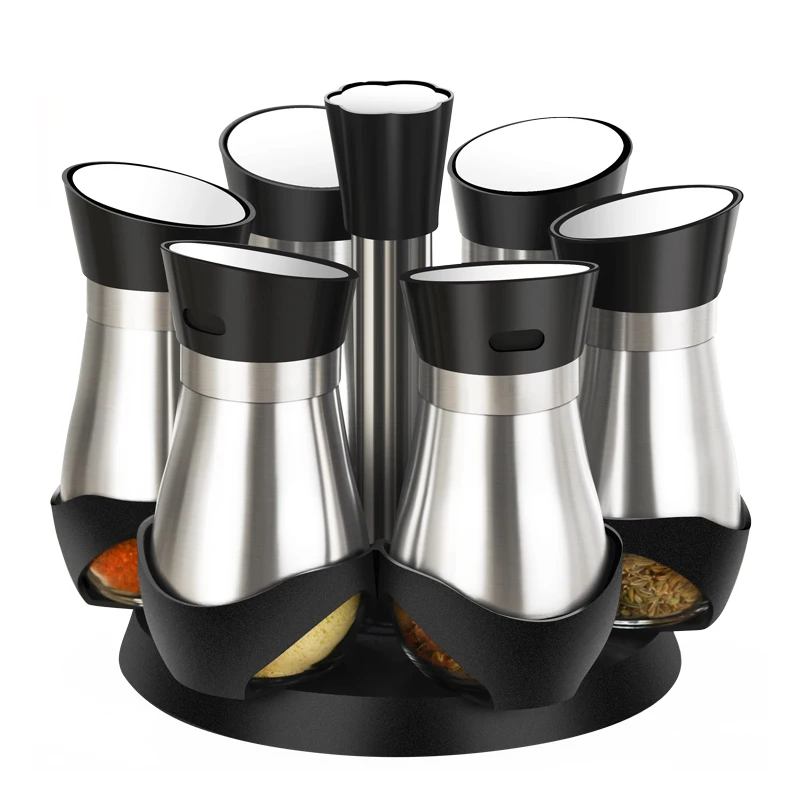 

Seasoning Bottles with rotating base Seasoning pot Spice bottles Set Salt And Pepper Shakers Oil bottle Soy bottle Table supplie
