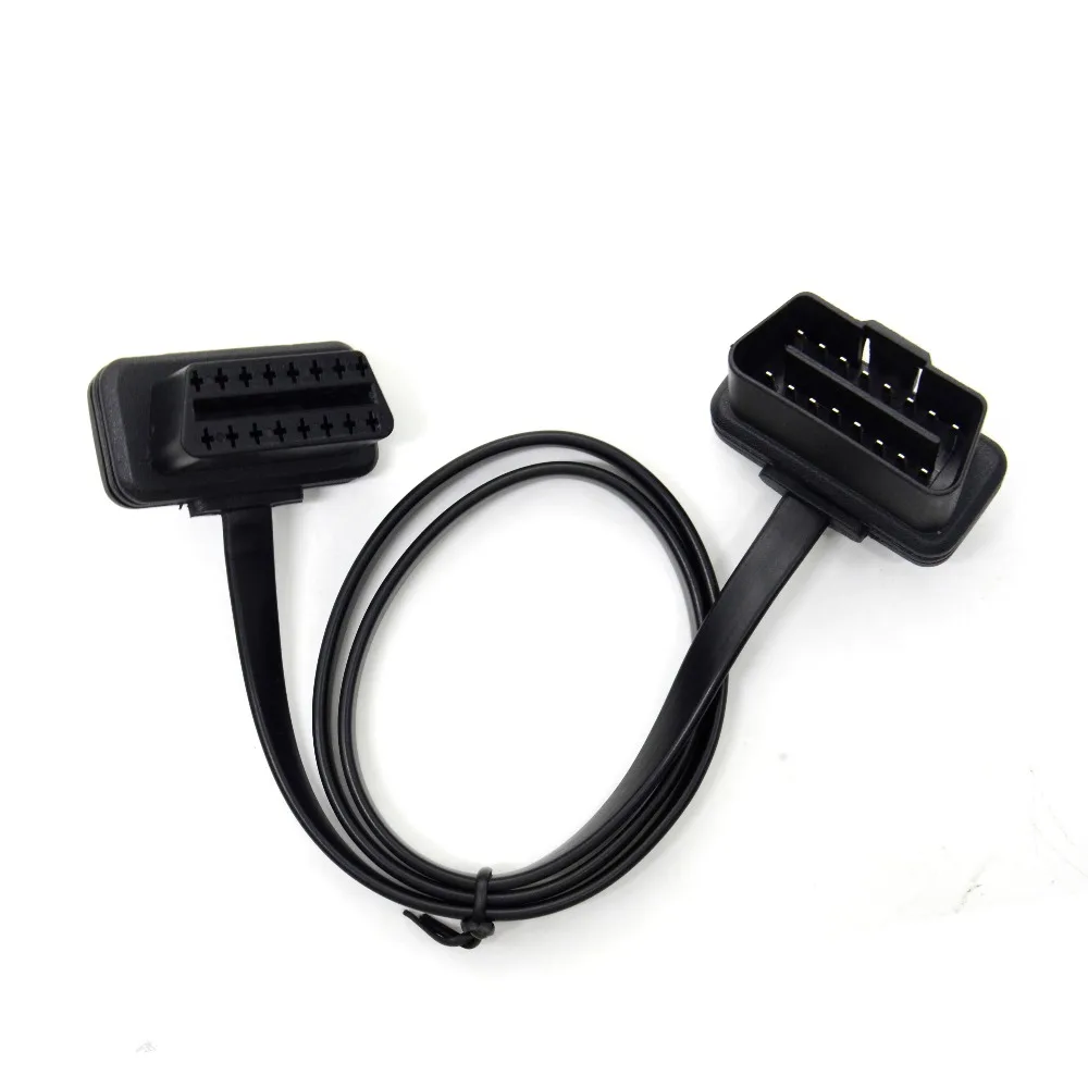 60/100CM 16Pin OBDII OBD 2 OBD2 Cable Connector Diagnostic-Tool ELM327 Adapter Flat Thin As Noodle Male to Female Extension