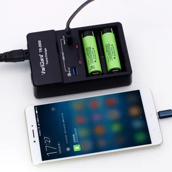 

VariCore 18650 charger TR-2000 and QC3.0 charging 18650 26650 AA AAA batteries and USB 5V mobile devices Micro USB Cable set.