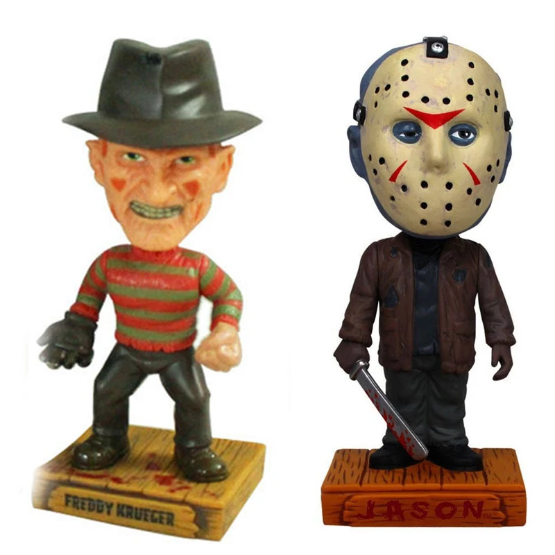 

a Nightmare on Elm Street Freddy and Jason Action Figures Wacky Wobble Bobble Hood with Retail Box 16cm