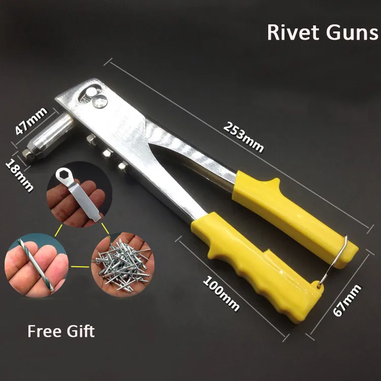 Съемник заклепок пистолет комплект слепой заклепки ручной инструмент набор желоба ремонт тяжелых два класса с бесплатным 50 шт. заклепки+ сверло